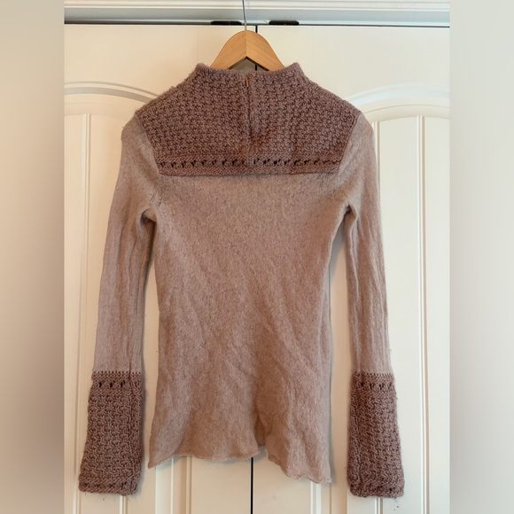 TORY BURCH Women's Marnie Sweater Size Small-Champagne/Blush Alpaca Wool Blend - Picture 4 of 10